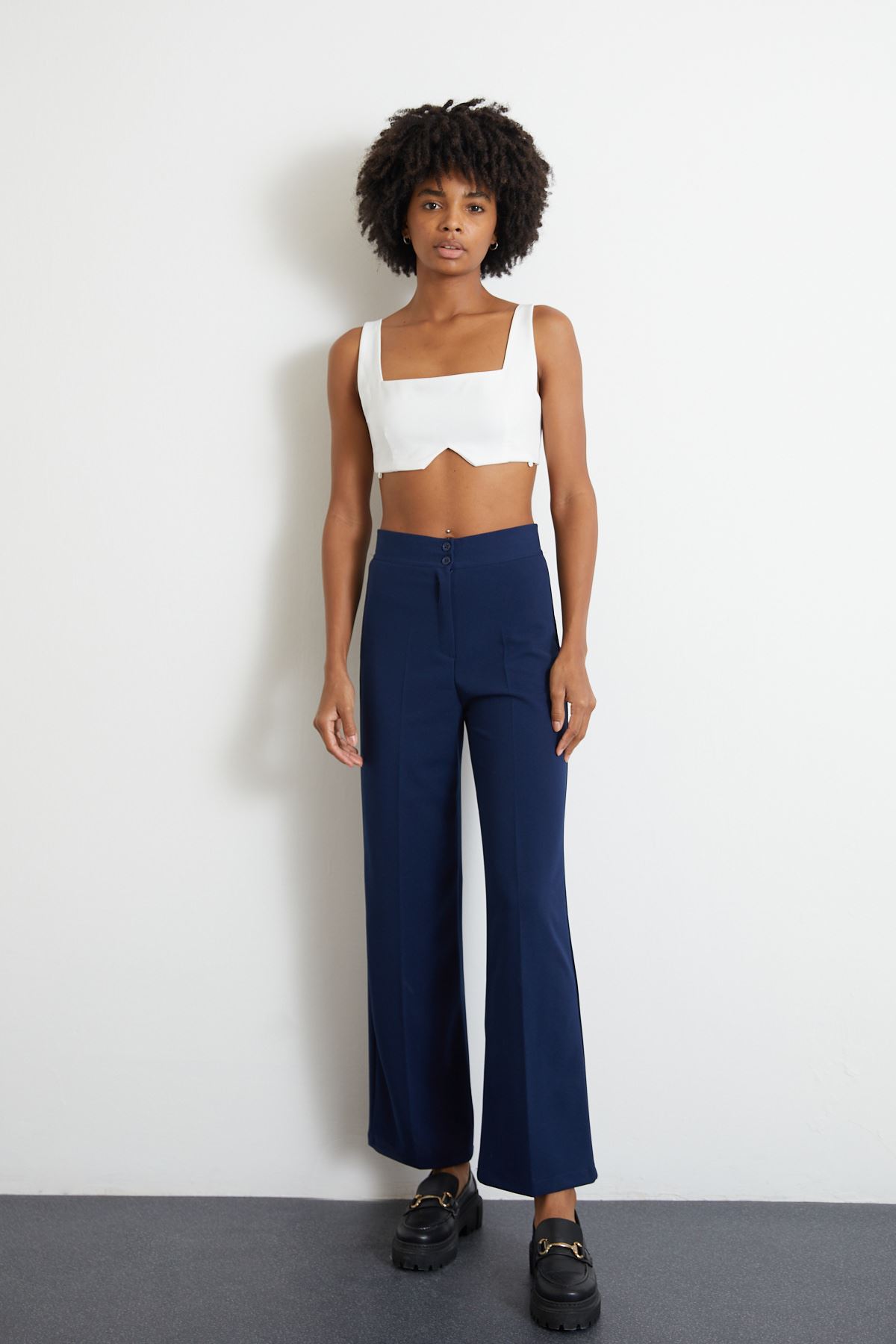 Düğmeli Pantolon-Lacivert