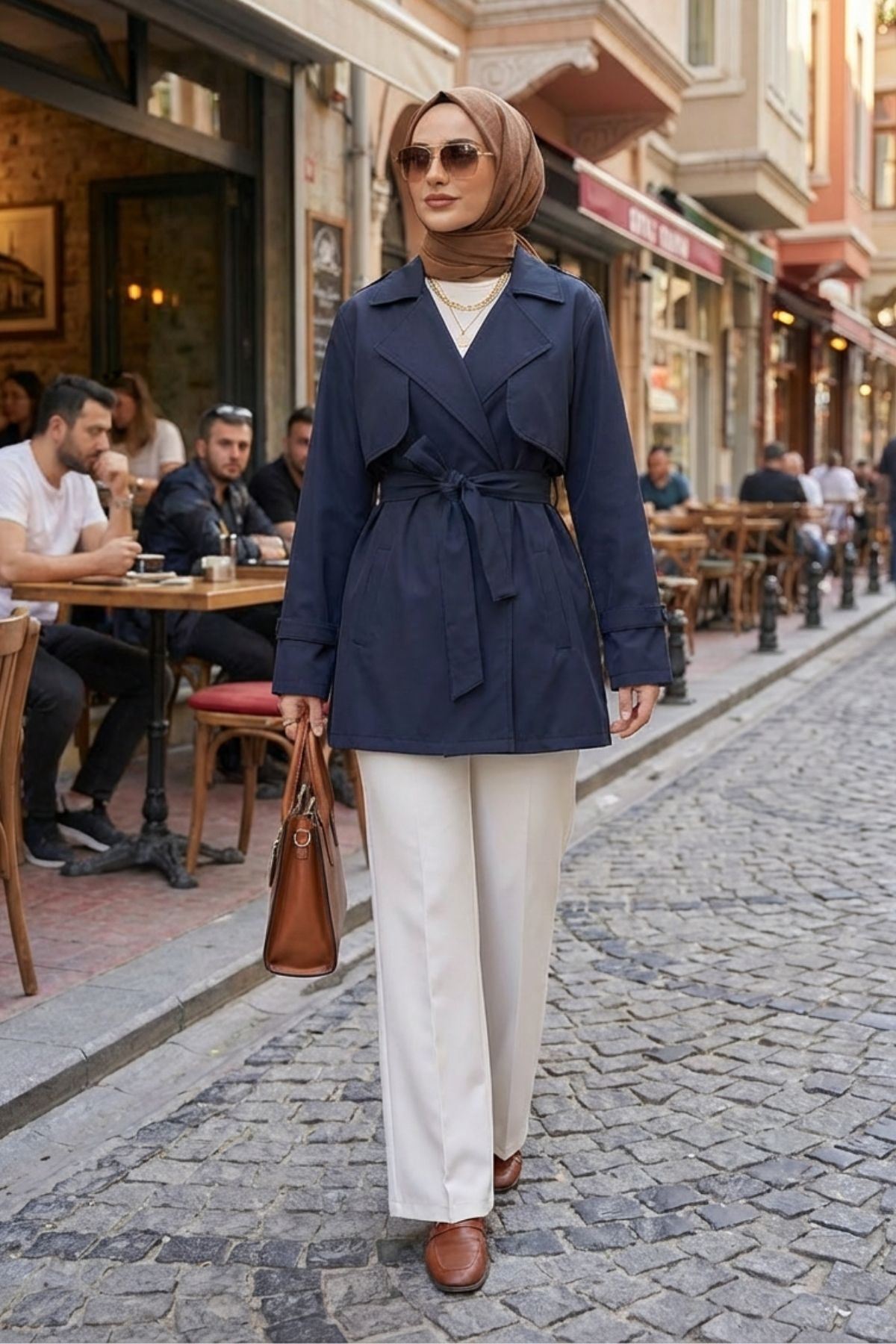 Aller Detay Kısa Trençkot-Lacivert