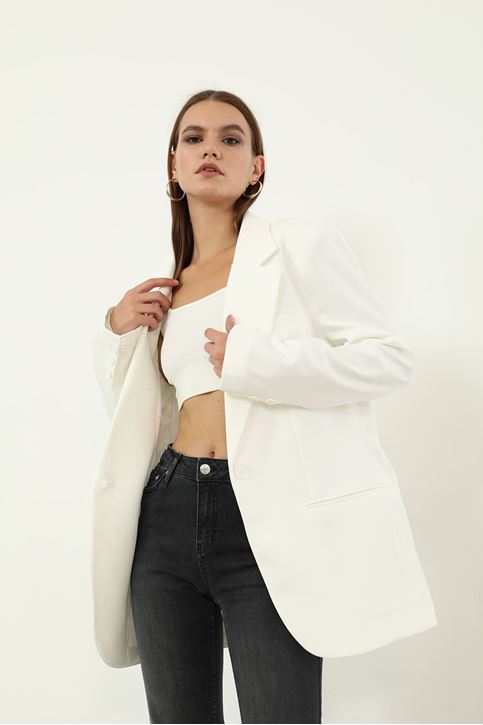 Retro Palazzo Ceket-Ekru