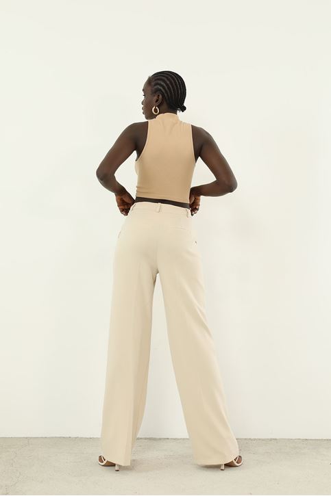 Retro Palazzo Pantolon-Bej