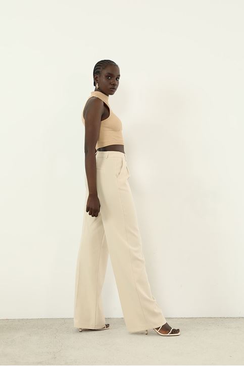 Retro Palazzo Pantolon-Bej