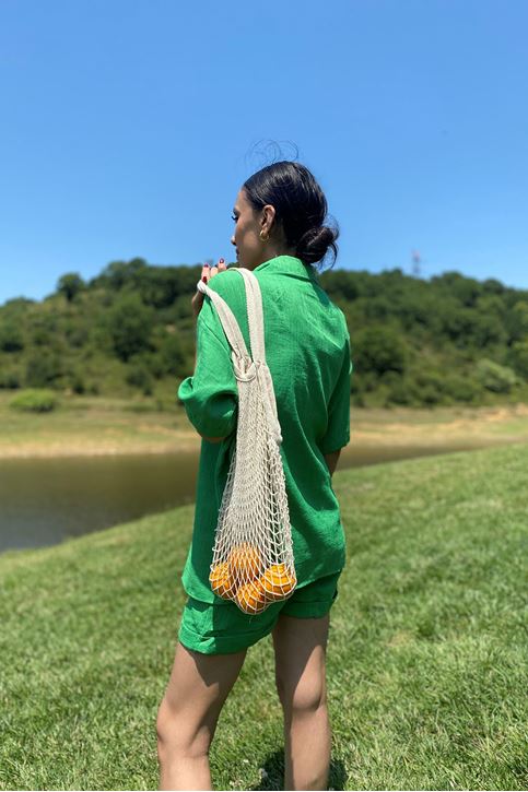 Paçası Duble Şortlu Takım-Yeşil