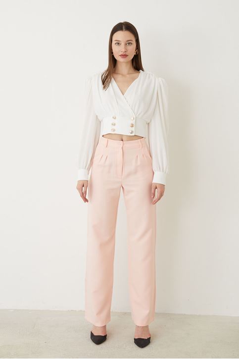Retro Palazzo Pantolon-Pudra