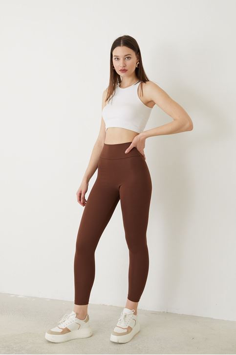 Geniş Kemer Tayt-Kahve