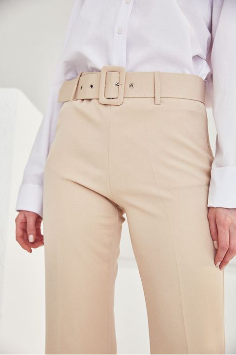 İspanyol Paça Dabıl Pantolon-Taş