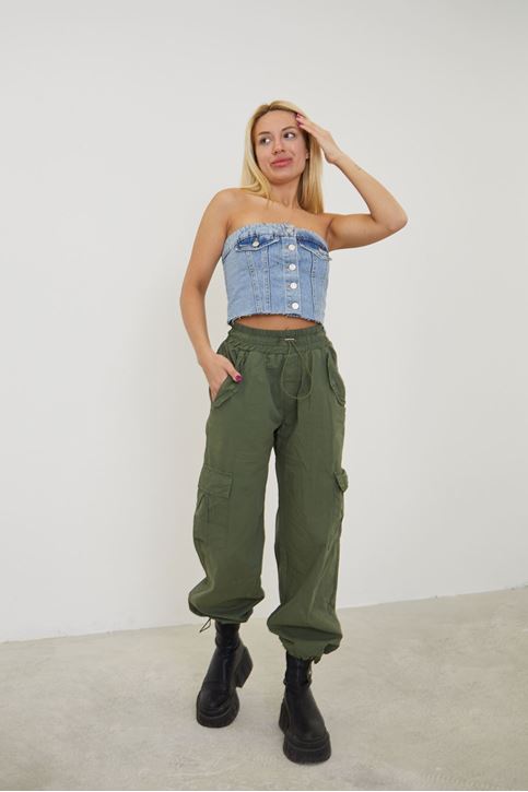 Kargo Cep Paraşüt Pantolon-Haki