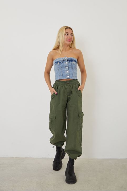 Kargo Cep Paraşüt Pantolon-Haki