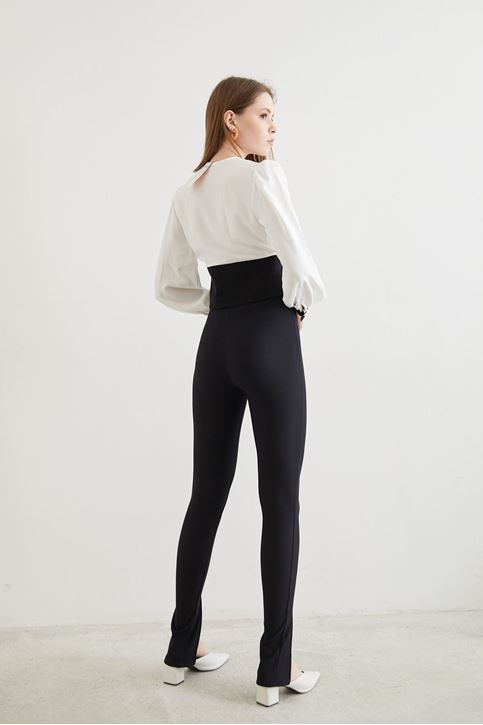 Yırtmaç Detay Pantolon-Siyah