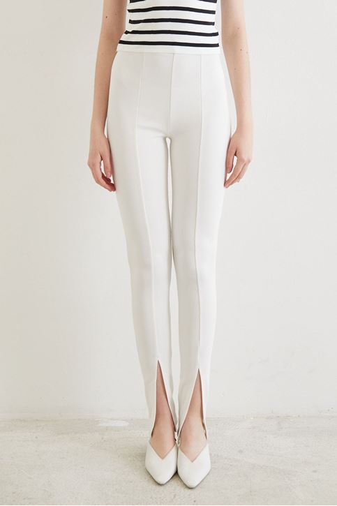 Yırtmaç Detay Pantolon-Beyaz