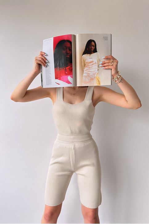 Kadın Ribana Atlet Crop Triko Şort Takım Taş