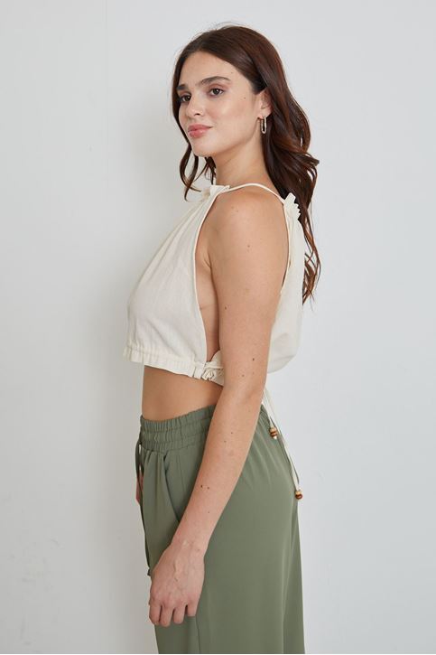 Bağlamalı Bluz-Ekru