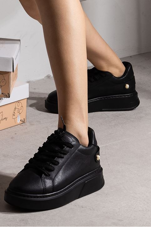 Kalın Taban Spor Ayakkabı-Siyah