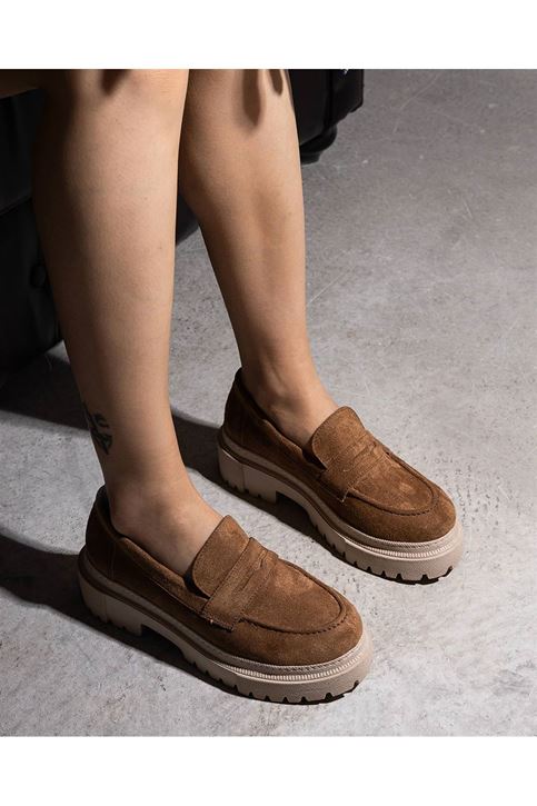 Kalın Taban Ayakkabı-Taba