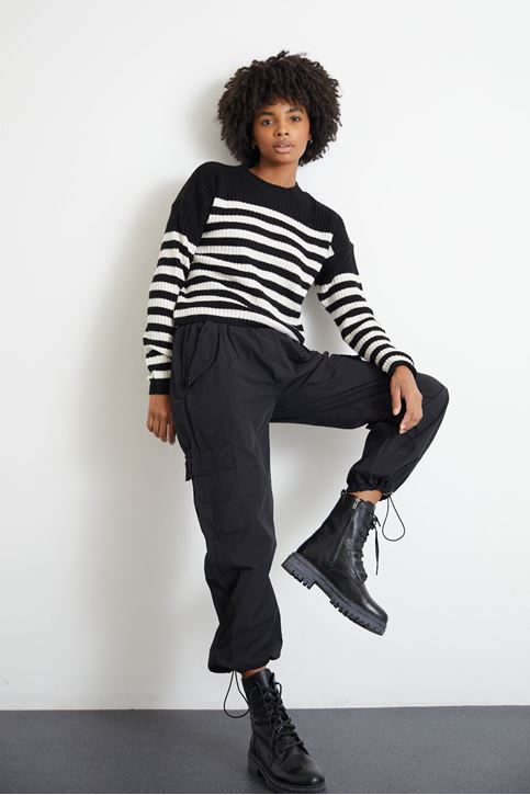 Kargo Cep Paraşüt Pantolon-Siyah