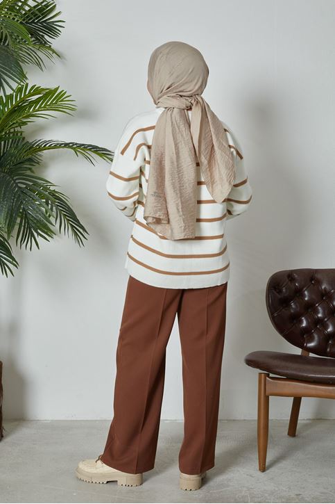 Retro Palazzo Pantolon-Kahve