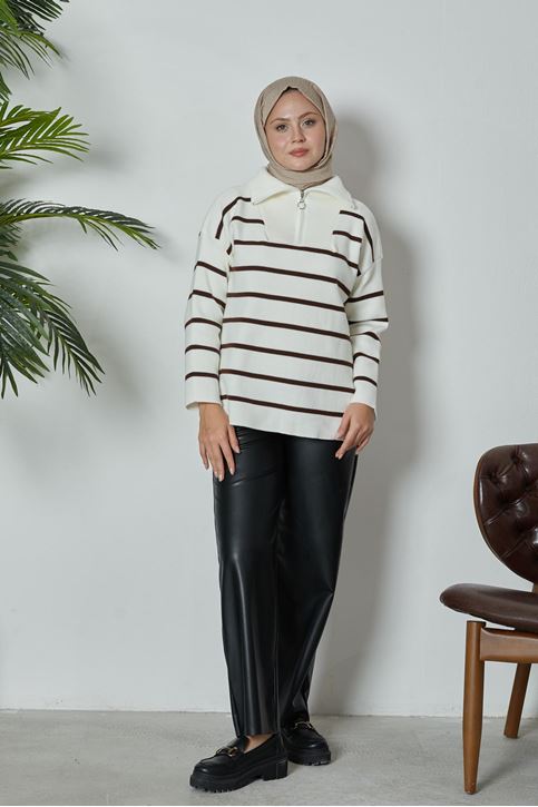 Kadın Çift Cepli Deri Pantolon-Siyah