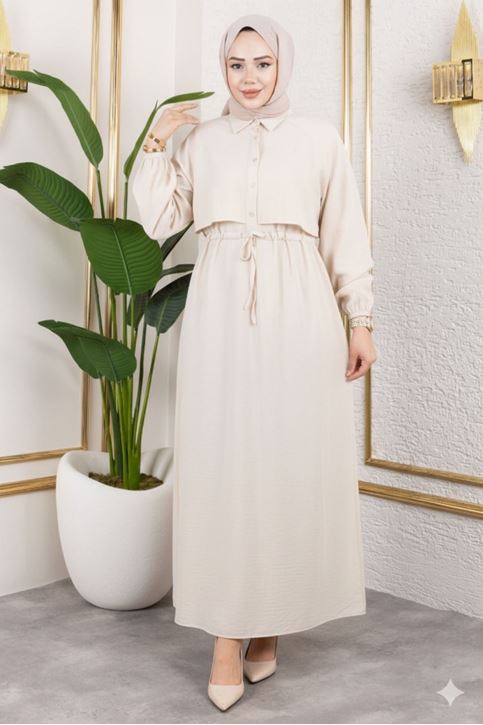 Aller Detay Beli Tünel Elbise-Taş