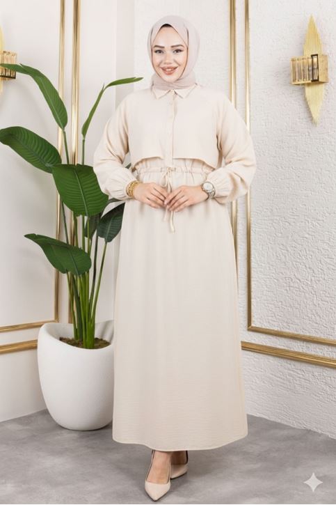 Aller Detay Beli Tünel Elbise-Taş