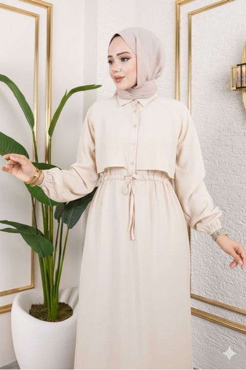 Aller Detay Beli Tünel Elbise-Taş