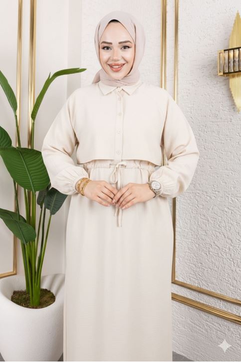 Aller Detay Beli Tünel Elbise-Taş