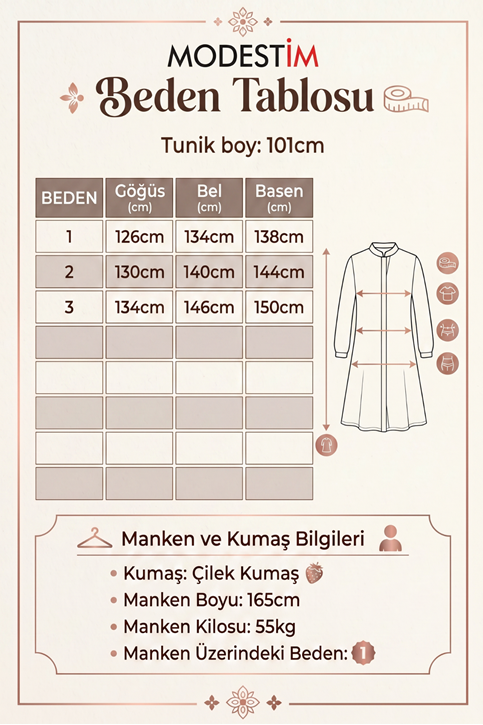 Kadın Gömlek Yaka Düğmeli Yırtmaç Detay  Yazlık Trend Tesettür Uzun Tunik Taba