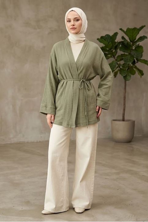 Kadın Bağlamalı Mevsimlik Kimono Kaftan Tesettür Tunik Şık Rahat Ceket Gündelik Stil Yeni Sezon Moda