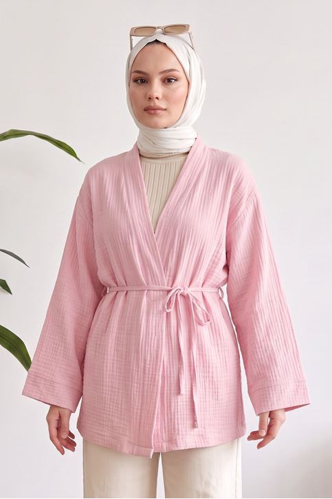 Kadın Bağlamalı Mevsimlik Kimono Kaftan Tesettür Tunik Şık Rahat Ceket Gündelik Stil Yeni Sezon Moda