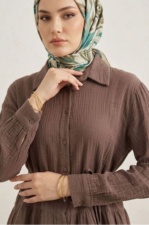 Trend Tesettür Duman Müslin Etekli Takım Yazlık Şık ve Rahat İkili Takım Günlük ve Özel Günler İçin Şık Kombin