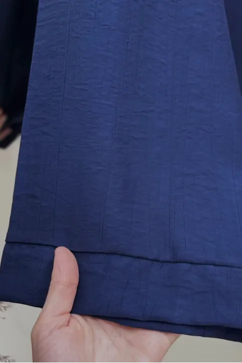 Önü Bağlamalı Kimono Tesettür Tunik Lacivert Oversize Yeni Sezon Rahat Kalıp Önü Baglamalı Tesettür Tunik