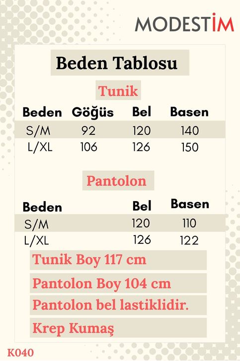 Kadın Kahve Hakim Yaka Uzun Tunikli Pantolonlu Tesettür Takım Kombin