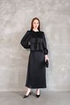 Yaka Biye Detay Etekli Takım-Siyah