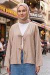 Kadın Vizon Ön Bağlamalı Yeni Sezon Tren Çilek Kumaş İnce Tesettür Kimono Tunik