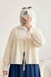 Kadın Roba Büzgülü Kol Lastik İnce Çilek Kumaş  Yazlık Trend Tesettür Taş Kimono Hırka Tunik