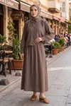 Kadın Müslin Kumaş Gömlek Tunik Etekli Tesettür Takım